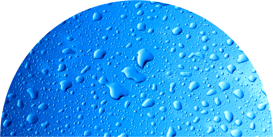 Water drops on blue surface (a bit grainy because of metallic car paint)